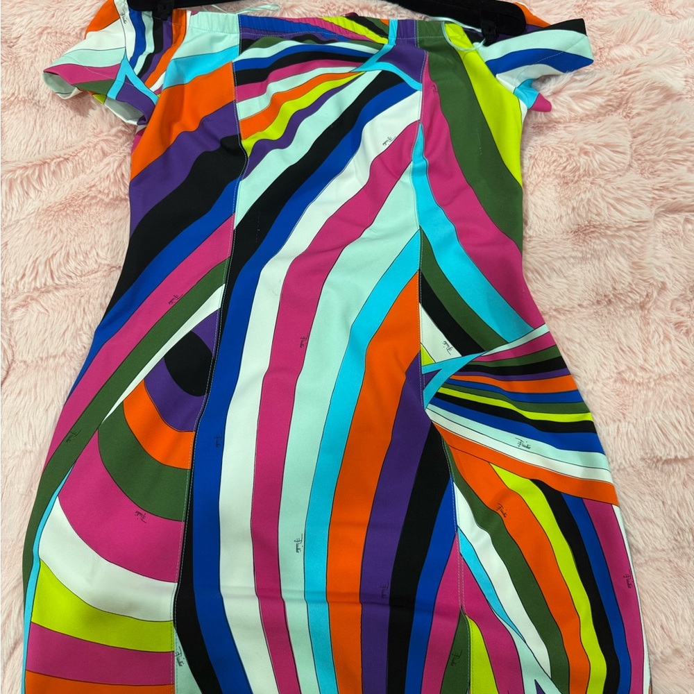 Emilio Pucci Red Pink Asymmetrical Bodycon Mini Dress